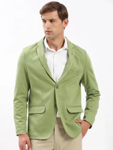 Men Notched Lapel Solid Green Blazer-EX-3012A-Green